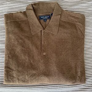 Navy Cutter 100% Pure Cashmere Long Sleeve Polo Sweater | Brown XL